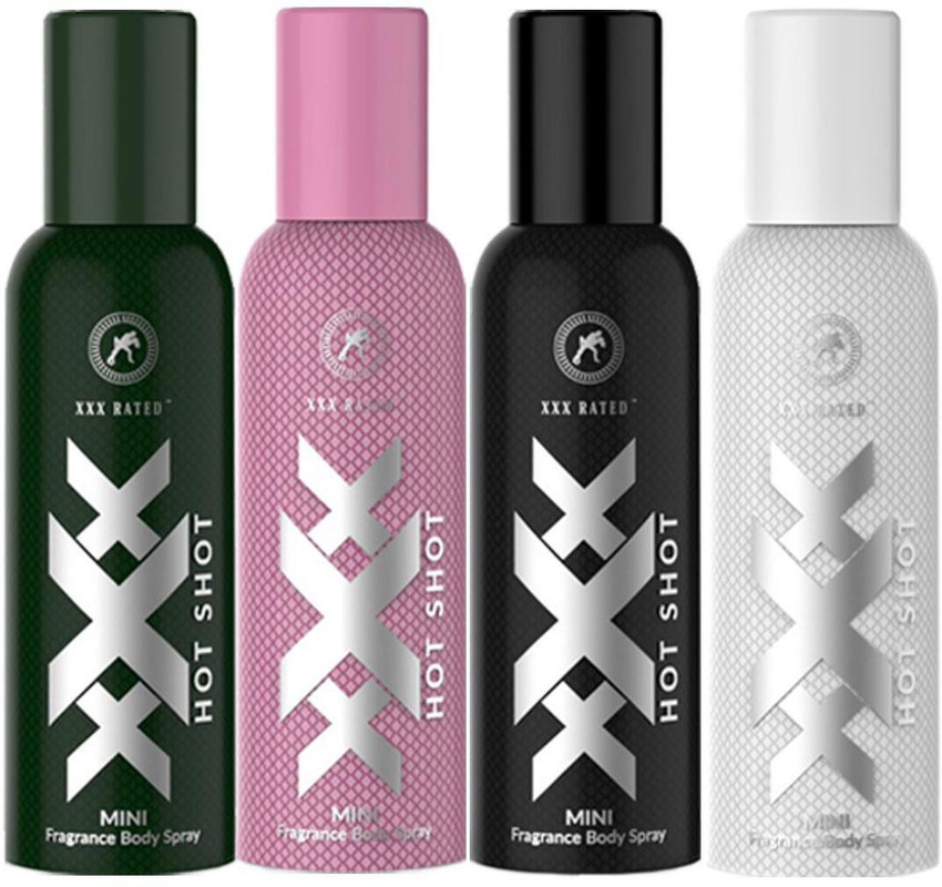 XXX Rated Hot Shot Mini Fragrance Body Spray Green Pink Black White Combo Body Spray For Men Women