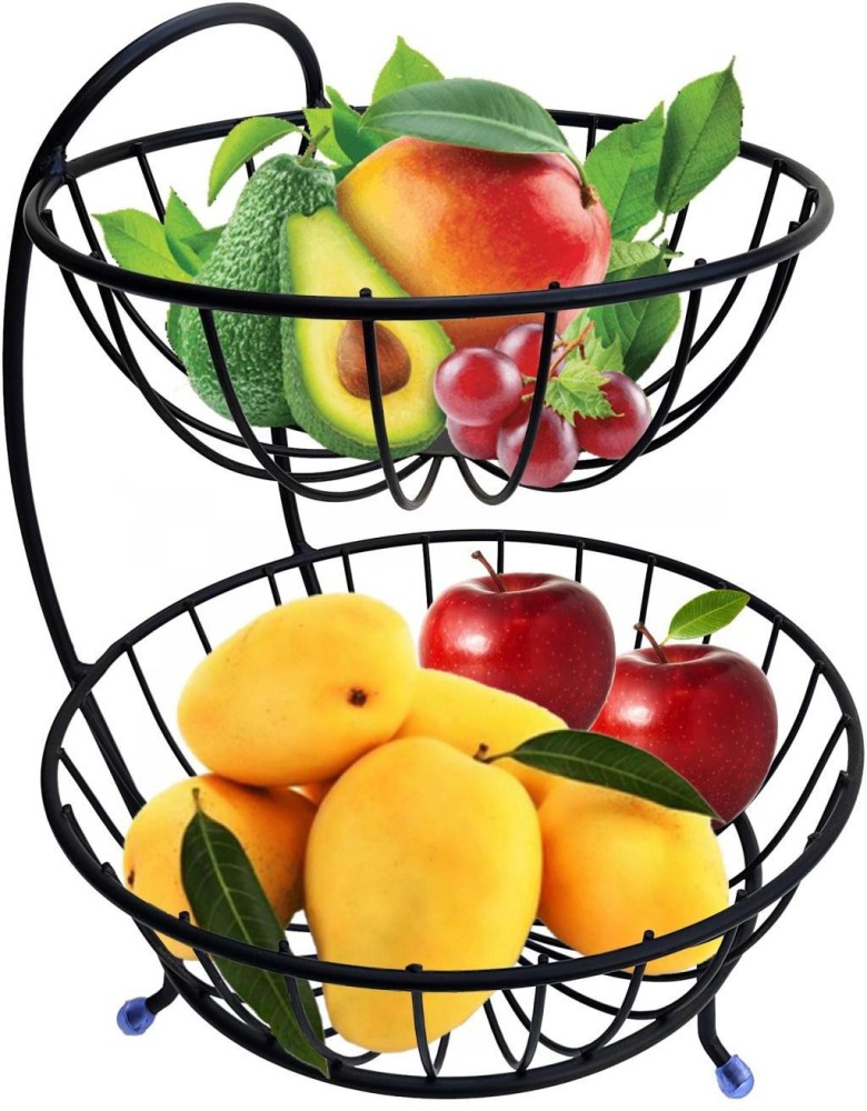 SMART SLIDE 2 Tier Steel Premium Fruit and Vegetable Basket for Kitchen - Fruit  Basket for Dining Table - Vegetable Storage Basket – Fruit Bowl - Vegetable  Stand for Home – Countertop