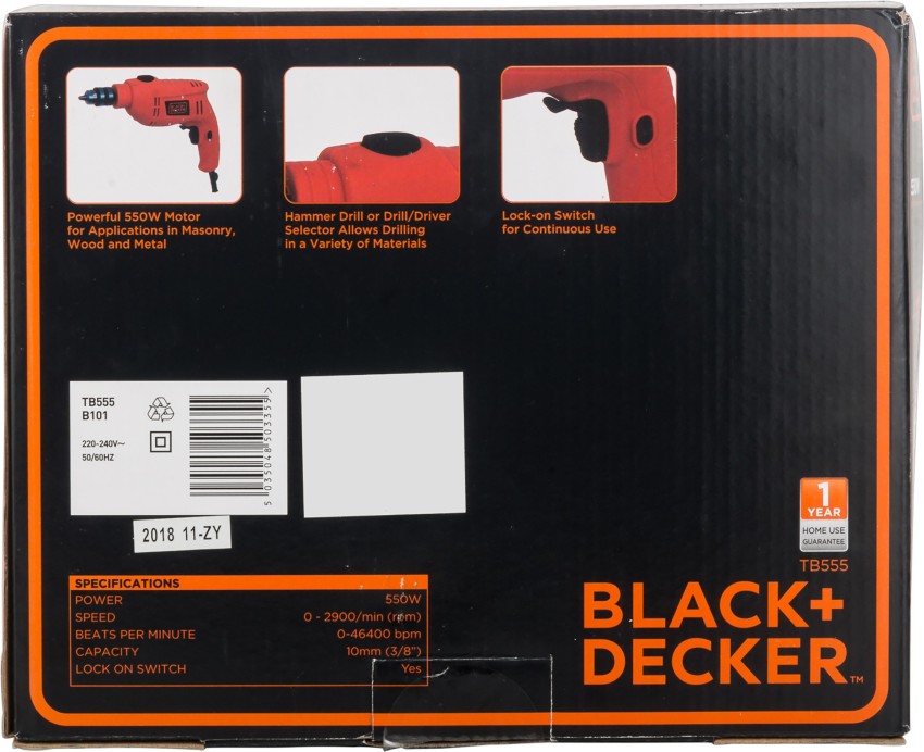 Taladro Percutor BLACK+DECKER 3/8 (10mm) - 550W - TB555 