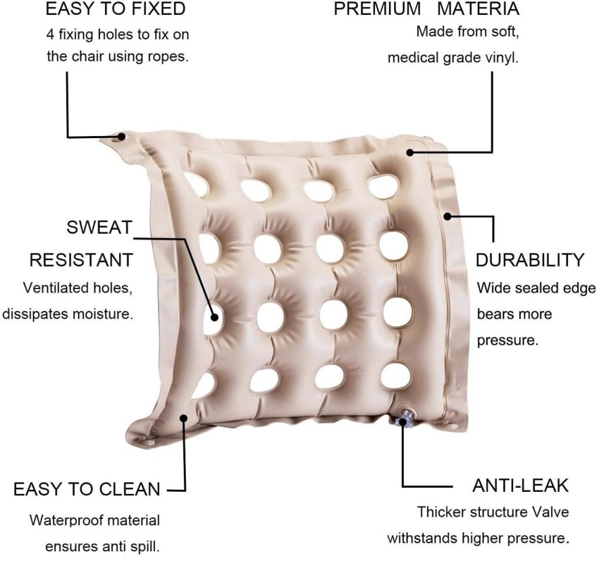 Premium Air Inflatable Seat Cushion for Pressure Relief 17 inch x 17 inch Medical Seat Cushion for Durability,Comfortable Waffled Cushion for Wheel