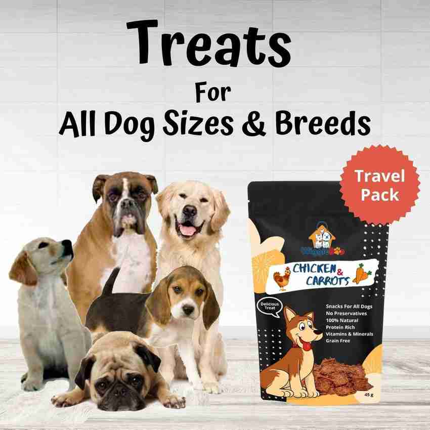 WiggleBoo Chicken Carrots Treats for Dogs Protein Rich