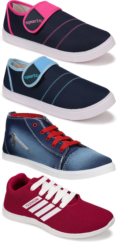 World Wear Footwear Amazing Range of Combo Pack of 4 Stylish Sneakers For Women Buy World Wear Footwear Amazing Range of Combo Pack of 4 Stylish Sneakers For Women Online at