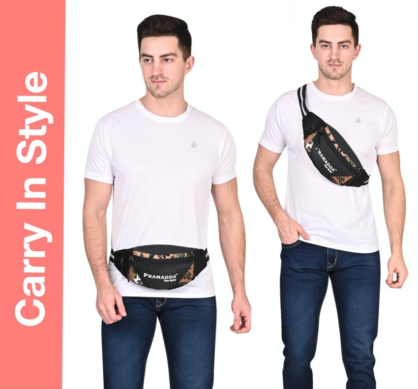 woodsky Waist Bags for Men Women, Shoulder and Chest Fanny Pack waist bags  black - Price in India