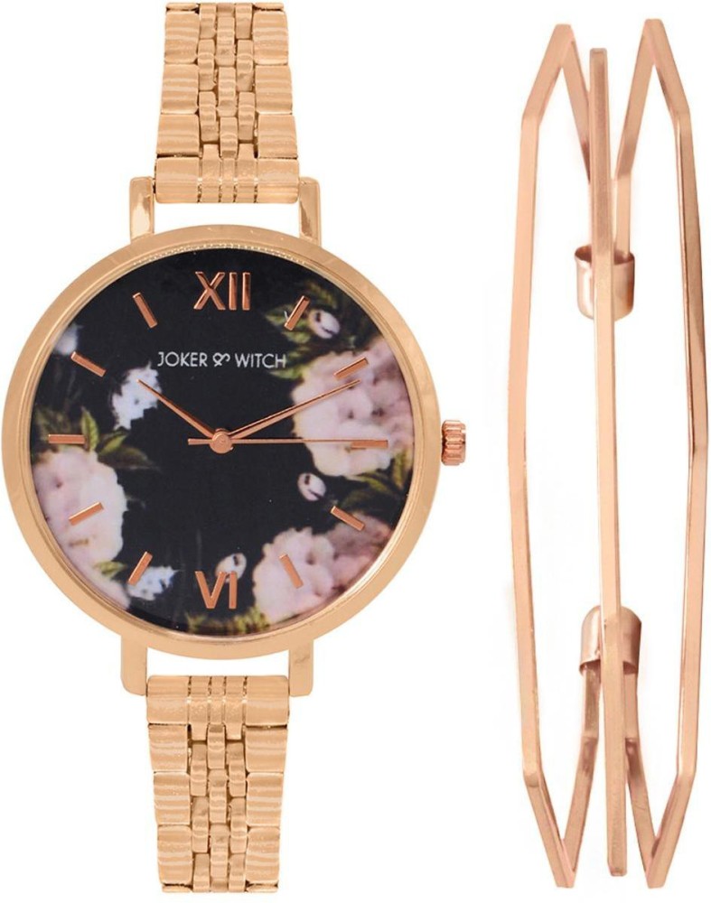 Shop Joker & Witch Black Dial Rose gold Watch Women Online