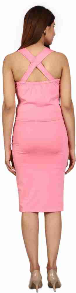 SIGHTBOMB Women Two Piece Dress Pink Dress