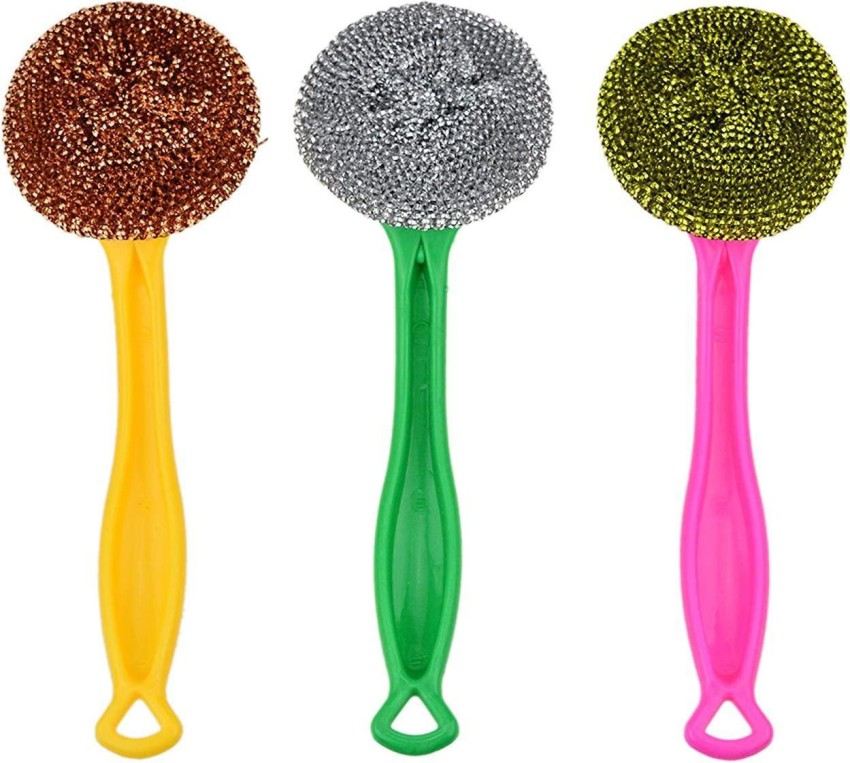 Plastic Handle Grill Brush Kitchen Sponges Scrubbers Stainless