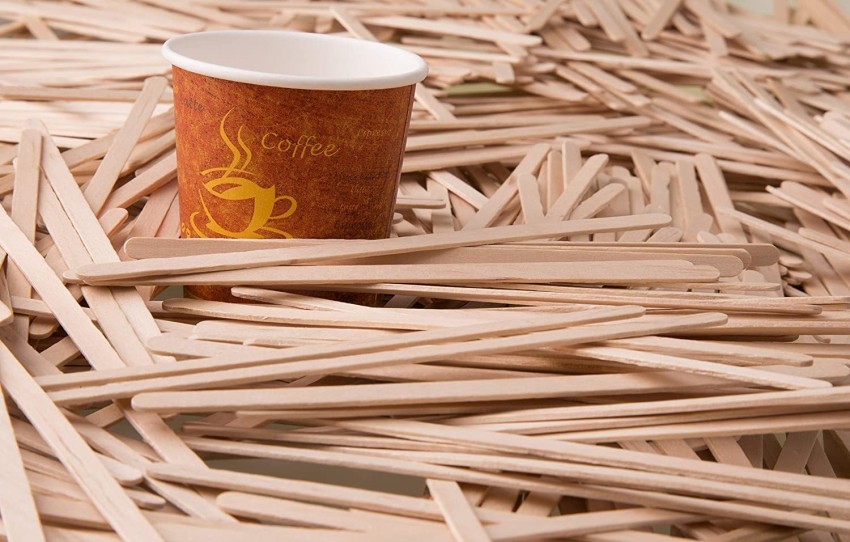 [500 Pack] Wooden Coffee Stirrer Sticks 7.5 inch - Bio Degradable, Eco Friendly Beverage Stirrers, Splinter Free Birch Wood - Disposable Drink Stir