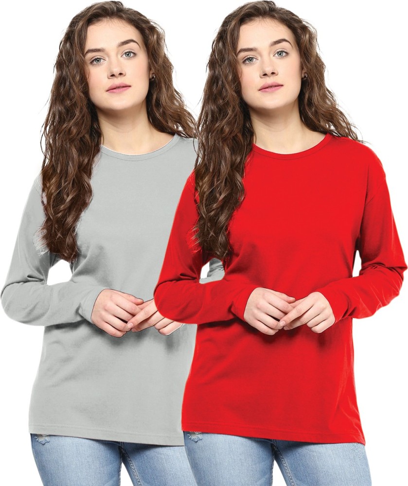 At hoppe Absorbere protektor Babu Fashion Solid Women Round Neck Red, Grey T-Shirt - Buy Babu Fashion  Solid Women Round Neck Red, Grey T-Shirt Online at Best Prices in India |  Flipkart.com