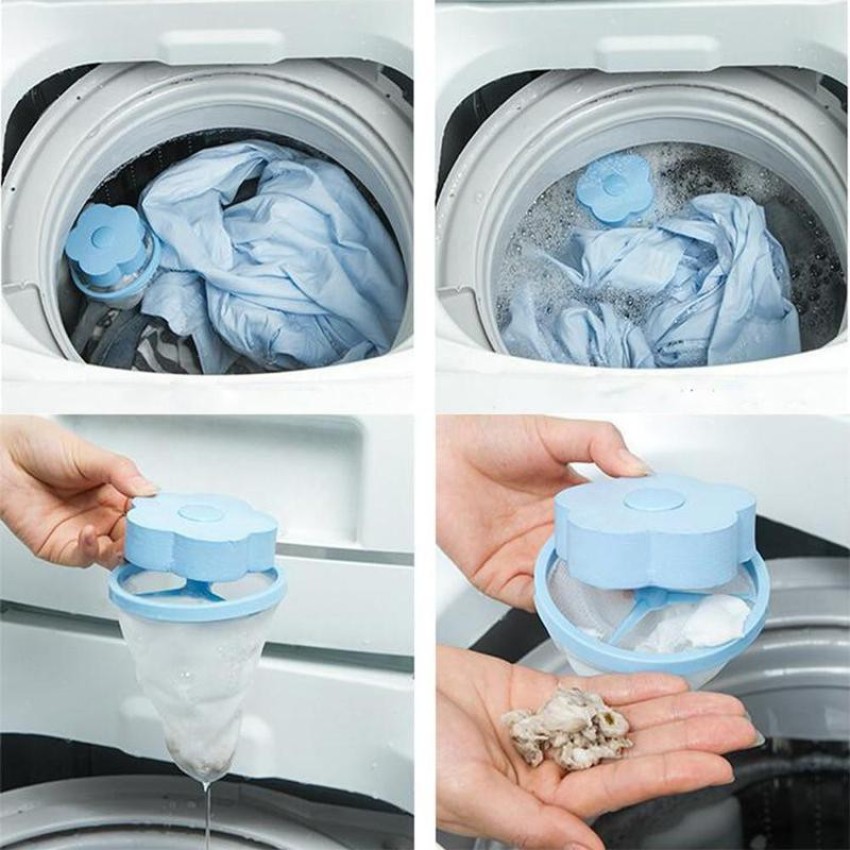 2pcs Washing Machine Floating Lint Mesh Bag, Flower Shaped Hair Filter, Laundry  Hair Catcher