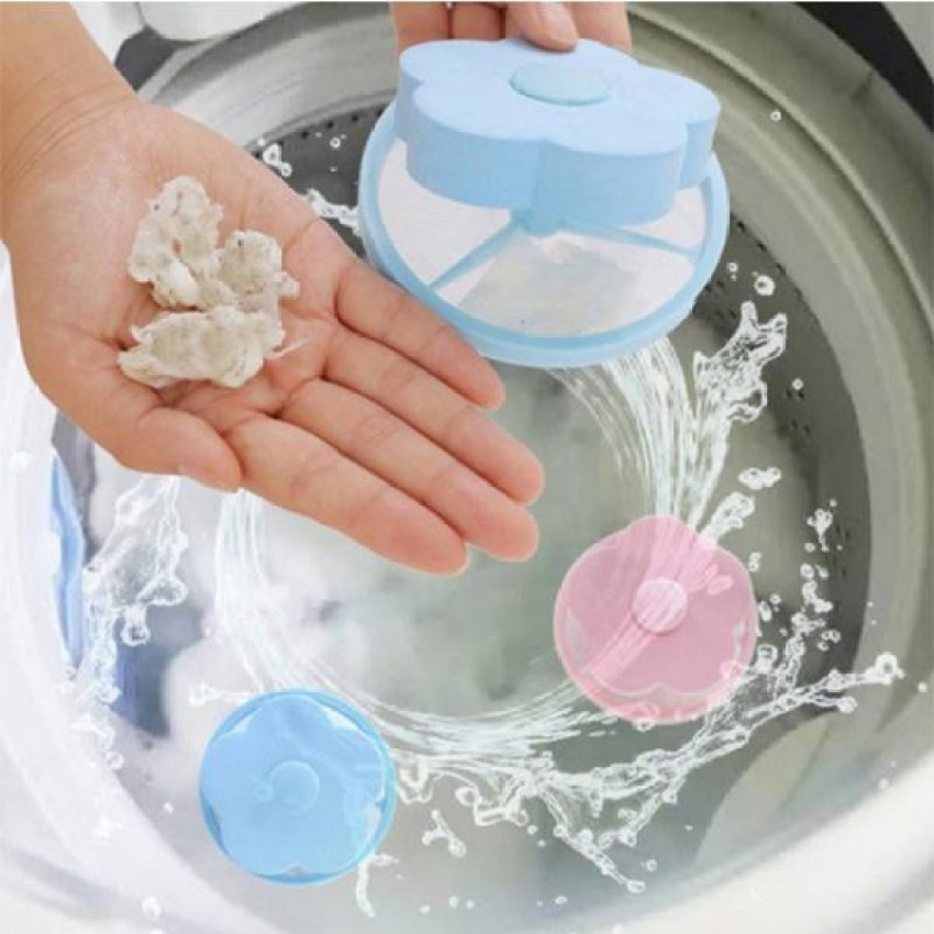 2pcs Washing Machine Floating Lint Mesh Bag, Flower Shaped Hair Filter, Laundry  Hair Catcher