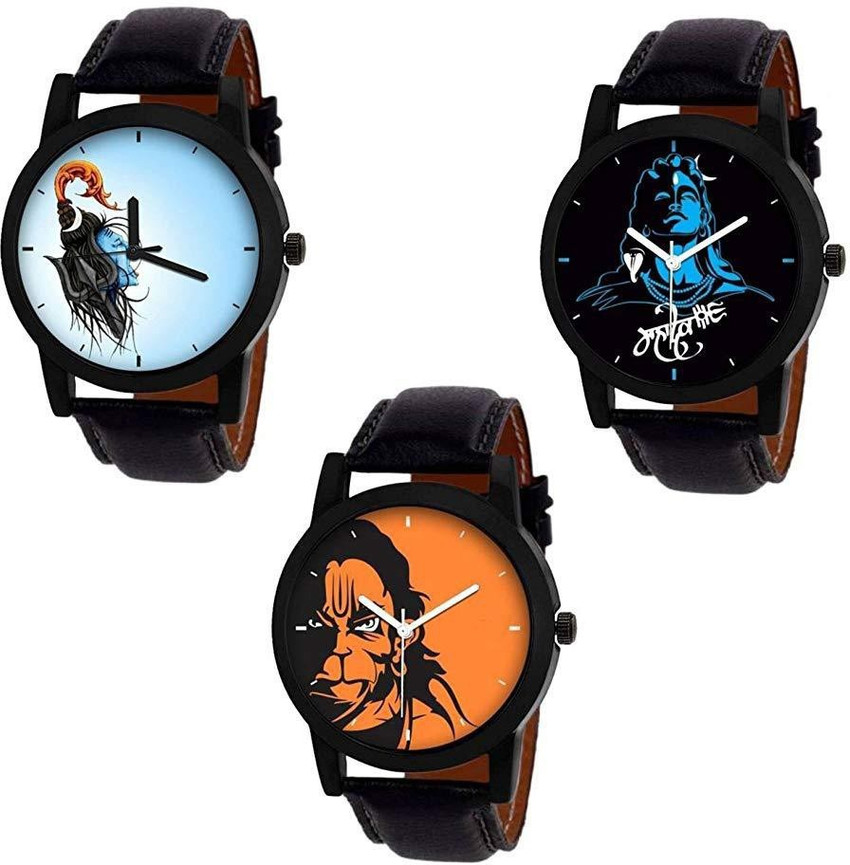 SWADESI STUFF Mahadev Series Analog Watch For Men Buy SWADESI STUFF Mahadev Series Analog Watch For Men New Arrival Stylish Black Leather Strap Lord Hanuman Lord Shiva Mahadev