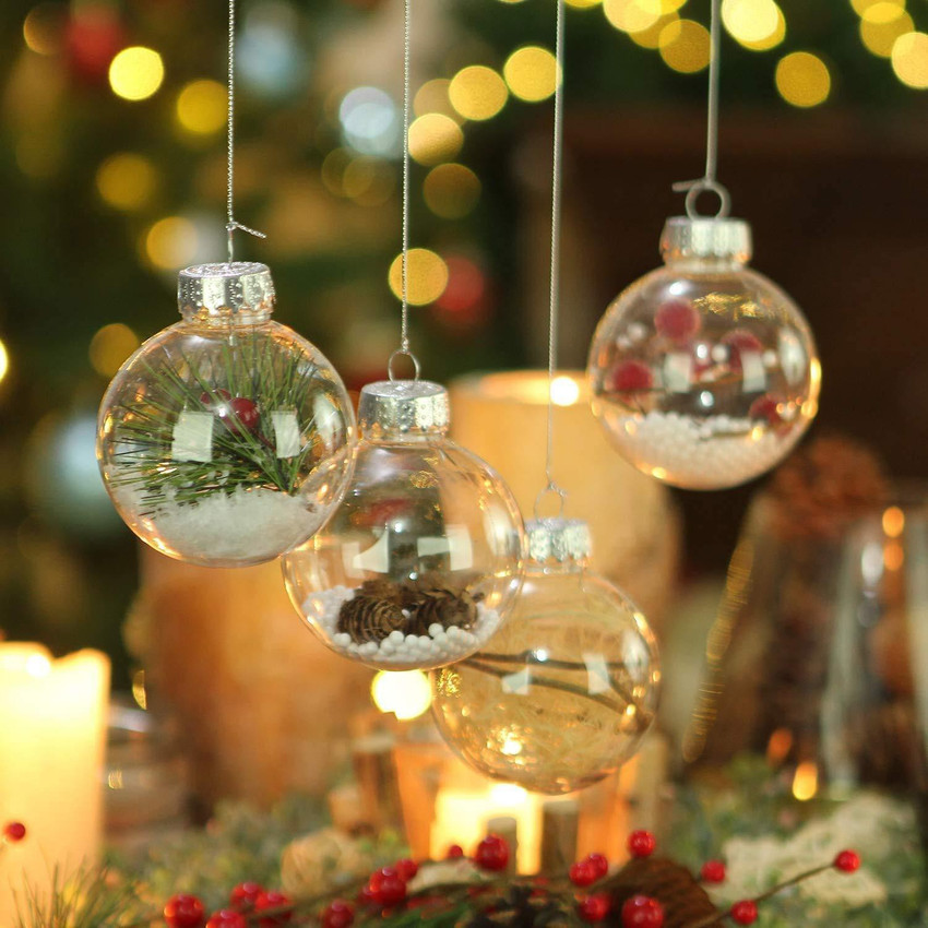 APSAMBR 6 Pieces Clear Plastic Ornaments Christmas Ornament Balls