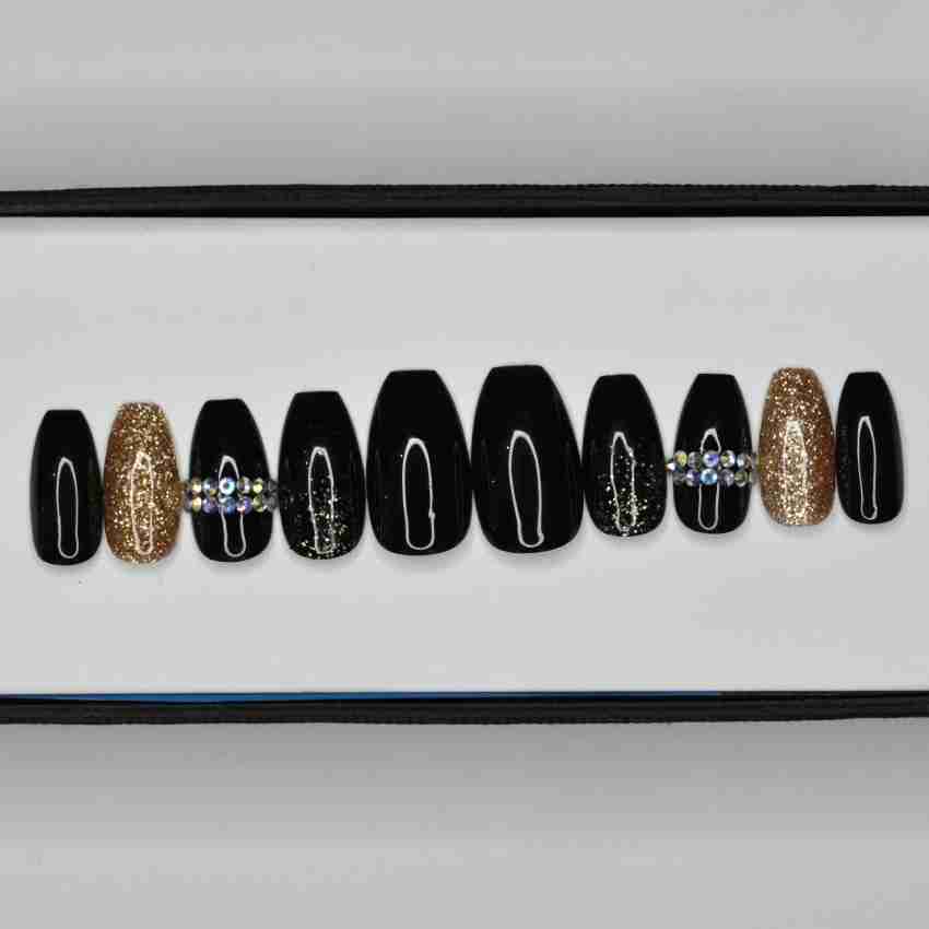 Black Swirls : Best Designer Press on Fake Artificial Nails in India – The  NailzStation