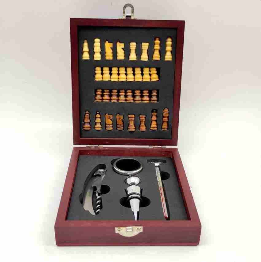 Wine Box with 4 Wine Accessories Set,Holiday Christmas Wine Gifts for Men  and Women，Bamboo Wine Case with Tools Set，Wine Storage Box Gift for Wine