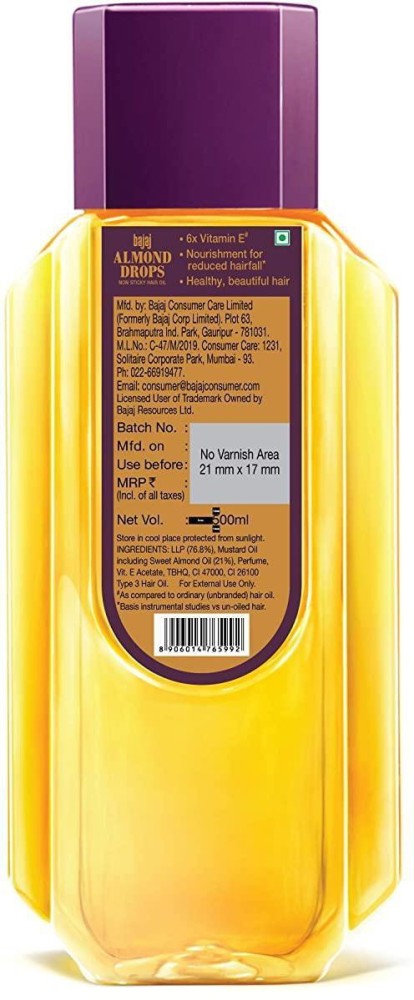 BAJAJ Almond Drops Hair Oil - 2 x 300 ml Packs Hair Oil - Price in