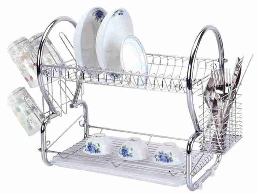 Maison & Cuisine Utensil Kitchen Rack Steel Stainless Steel Chrome 2 Tier Dish  Drainer Rack Purple Color (1 Piece) 1609 Price in India - Buy Maison &  Cuisine Utensil Kitchen Rack Steel