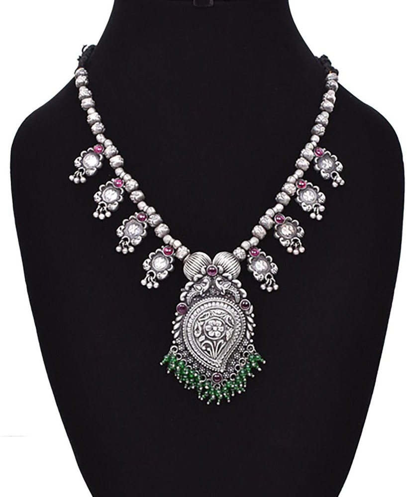 Modern Black gemstone handmade necklace set at ₹2450