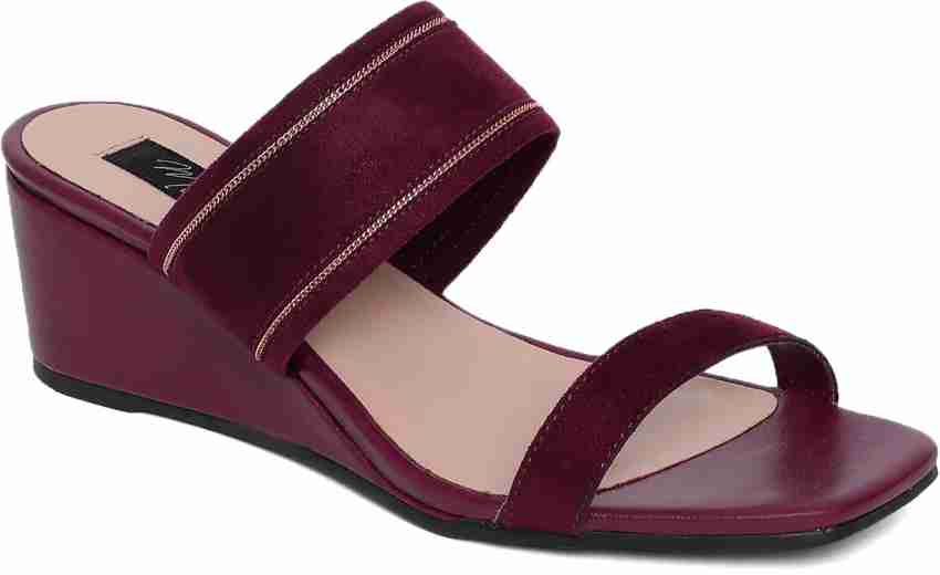 Burgundy clearance wedge sandals