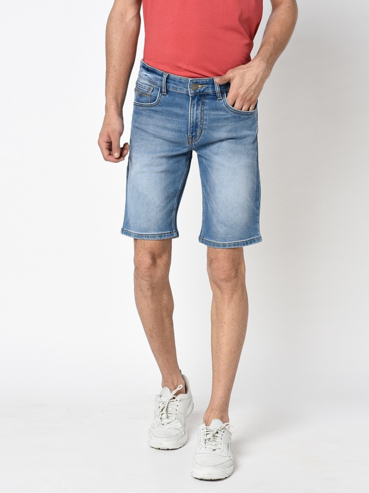 Mens three quarter denim on sale shorts