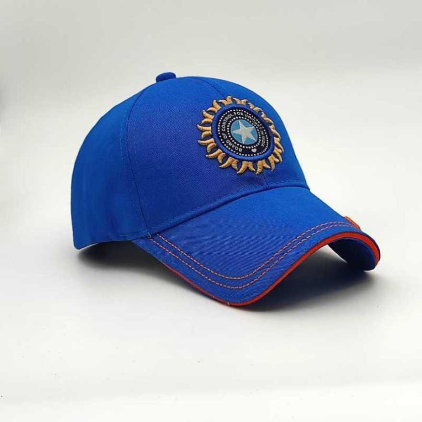 Indian Cricket Cap for Men in Blue Cricket Team Cap Free Size