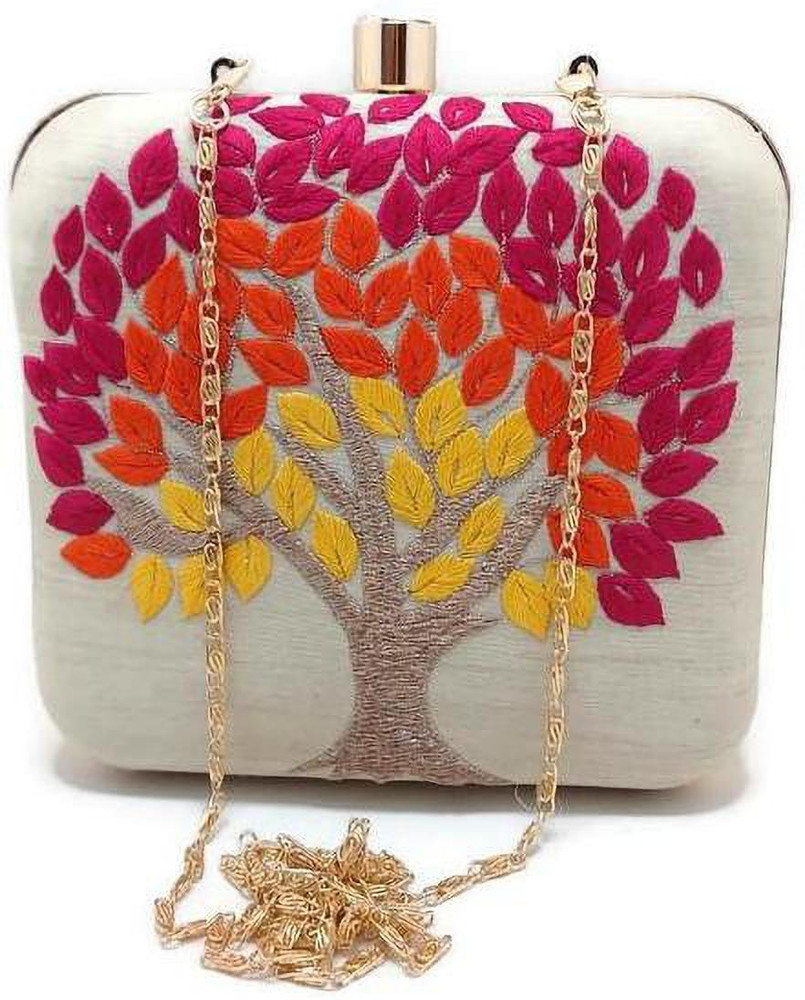Swisni Party Casual White Clutch Dull white Price in India