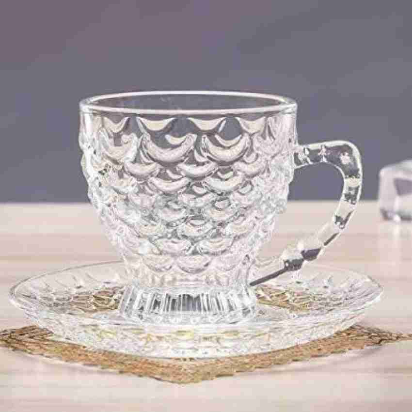 Cup & Saucer Set Glass Tea Coffee Cup Glass Saucer 12 Piece Cup & Saucer Set