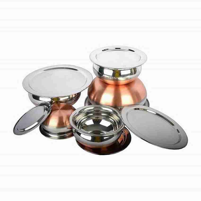 Sumeet Stainless Steel Copper Bottom Multipurpose Cook & Serve Handi With  Lid - 3 Pcs Set