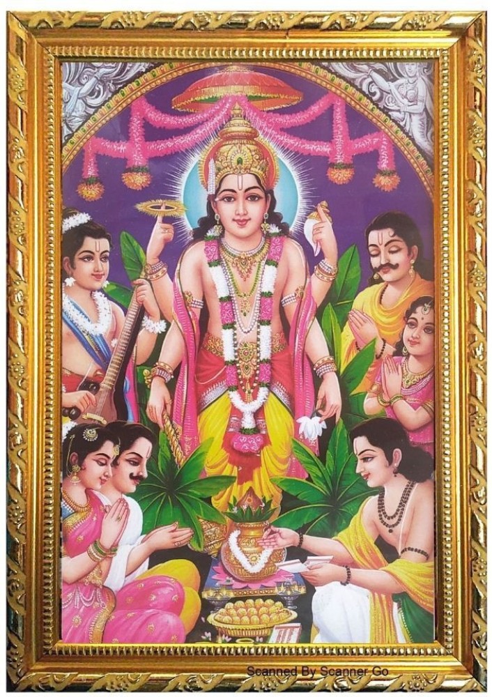 Satyanarayana Swamy Golden Zari Art Work Photo in Golden Frame - Etsy