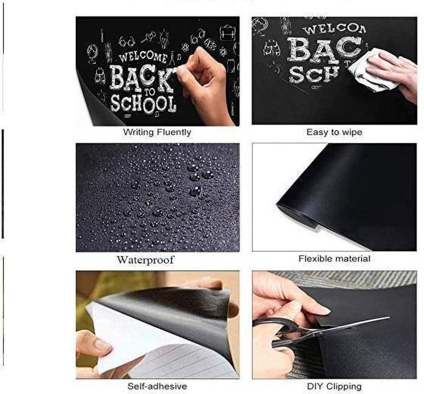 Extra Large Removable Chalkboard Paper Roll with 5 Color Chalks,  Self-Adhesive Blackboard Sticker 