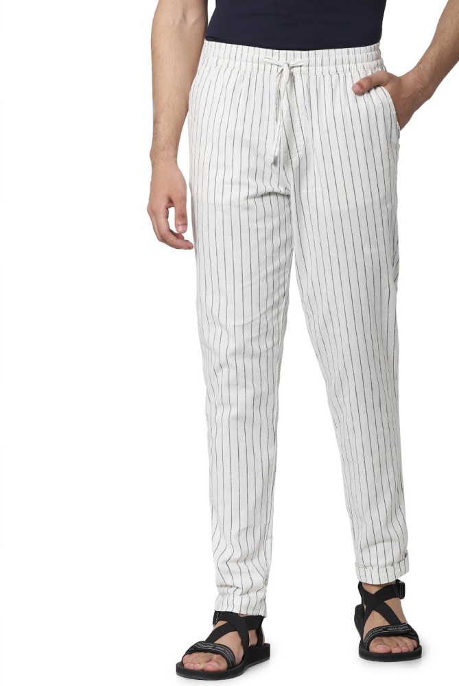 Jack  Jones Casual Trousers  Buy Jack  Jones Beige Low Rise Striped Linen  Pants OnlineNykaa fashion