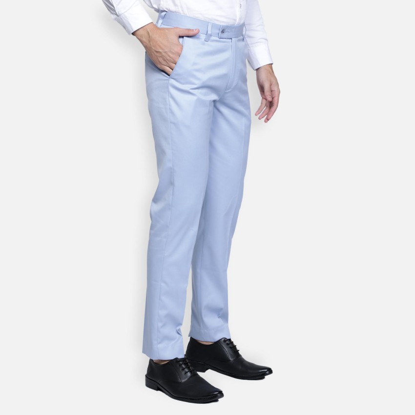 Buy Mens Light Blue 100 Linen Pants Online In India