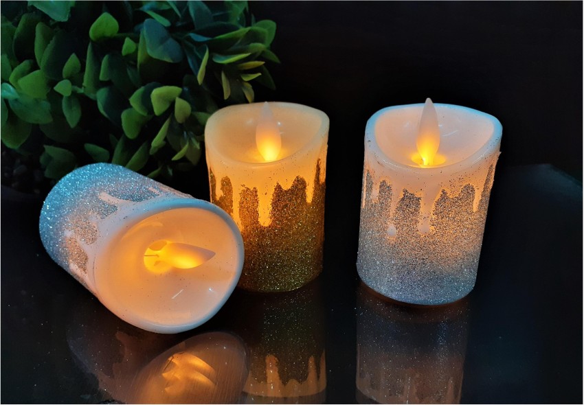 Flameless Pillar Candle Set - 3D Flickering Flame with Wick, 4 Inch Di –   Online Shop