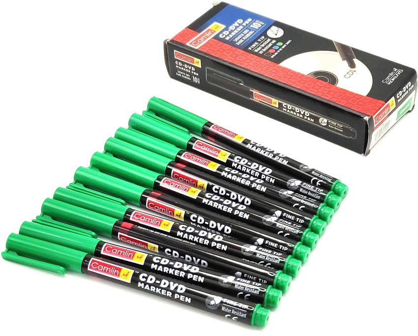 Buy Camlin Fine Tip Permanent Markers Carton of 10 markers in Green shade