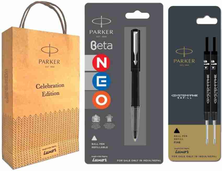 PARKER Beta Neo Ball Pen with Extra Two Systemark Black Refills and Gift  Bag ( Black ) Ball Pen - Buy PARKER Beta Neo Ball Pen with Extra Two  Systemark Black Refills