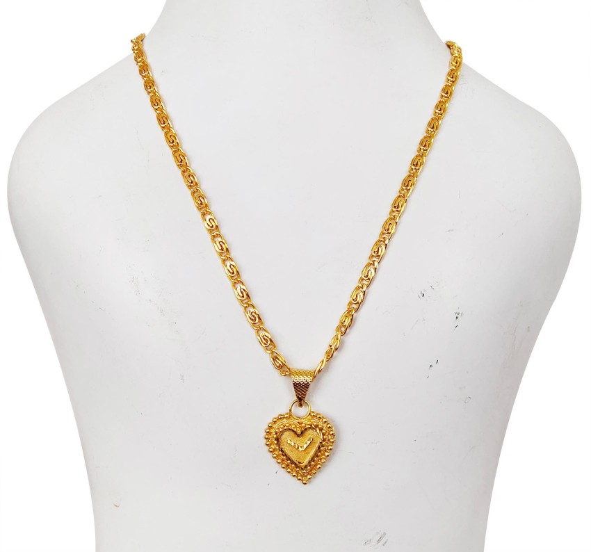 Fashioncraft Beautiful Design Love Heart Pendant With Golden Chain For Girls ,Women(20 Inch) Gold-Plated Alloy Pendant Set Price In India - Buy  Fashioncraft Beautiful Design Love Heart Pendant With Golden Chain For Girls ,Women(20