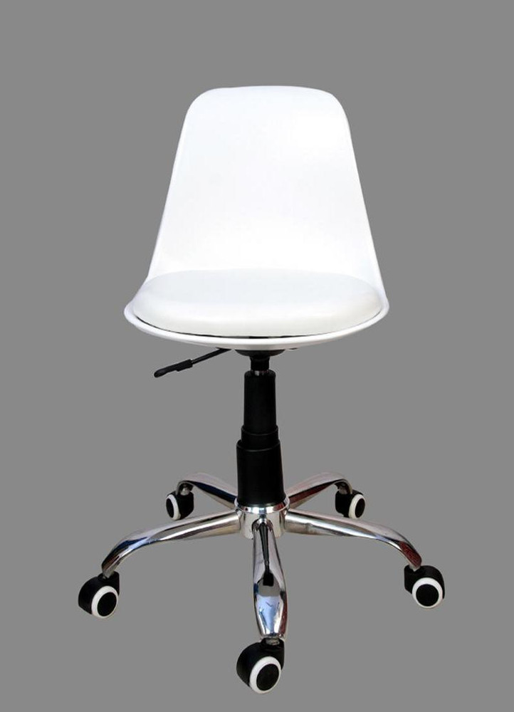 Sitwell Study Stool With Chrome Base. White Fabric Office