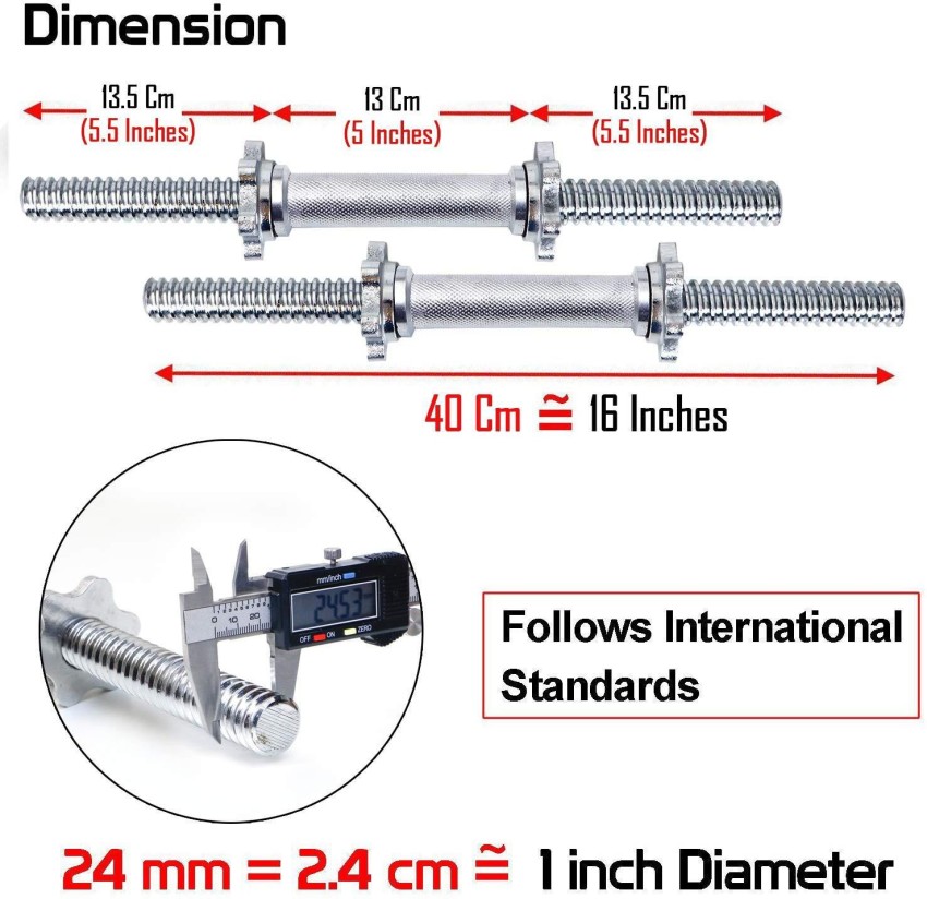 FITSY 16 Inches Chrome Metal Threaded Dumbbell Rods with Locks AR 3390 2 Multi training Bar Buy FITSY 16 Inches Chrome Metal Threaded Dumbbell Rods with Locks AR 3390 2 Multi training Bar Online at Be...