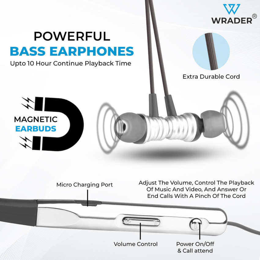 WRADER BK 535 Sports Wireless Bluetooth Neckband Earphone 10hr