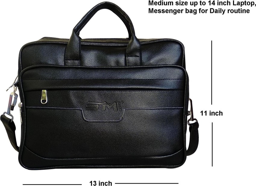 SM BAGS Black Sling Bag Up to 14 inch Laptop messenger bag Black Price in India Flipkart