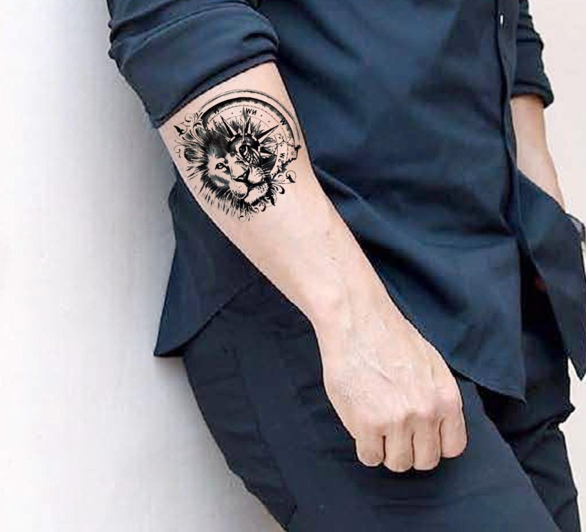 The Canvas Arts The Canvas Arts Wrist Arm Hand Lion Face  Compass Body  Temporary Tattoo  Price in India Buy The Canvas Arts The Canvas Arts Wrist  Arm Hand Lion Face
