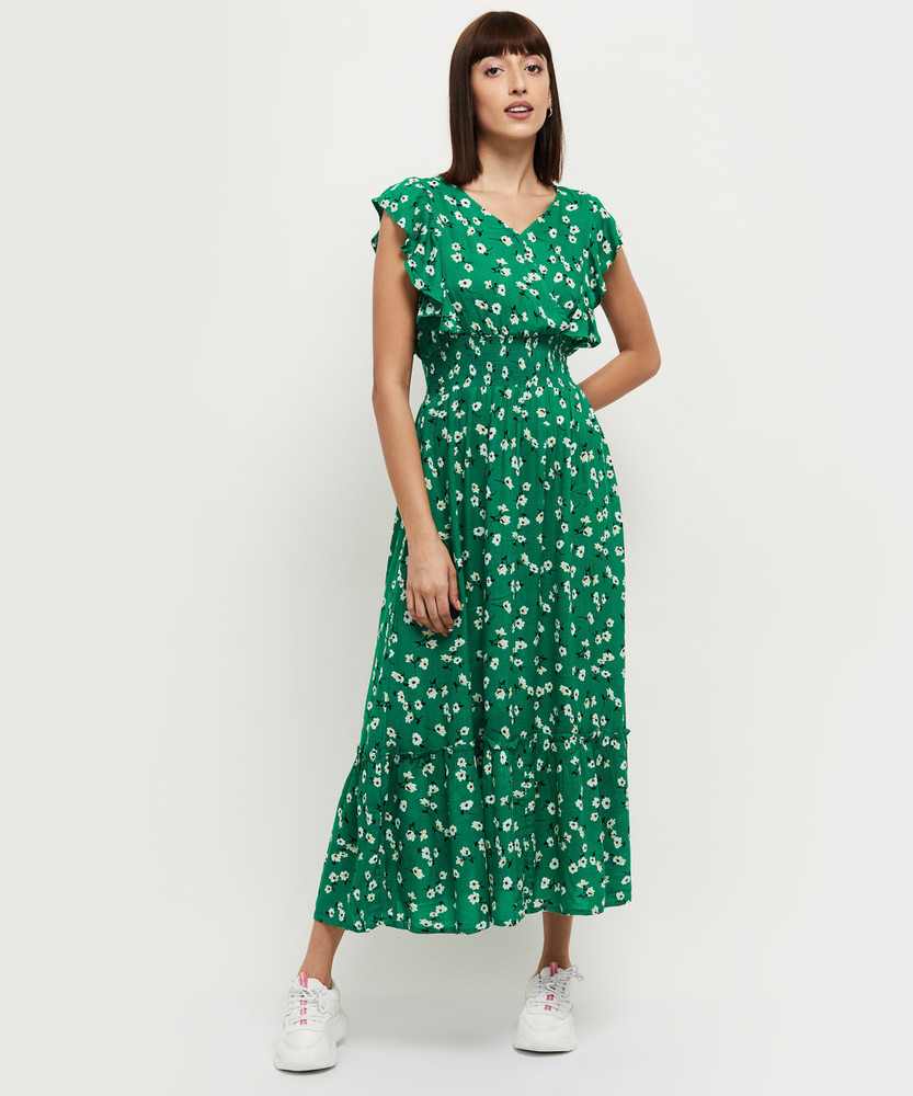 MAX Women A line Green Dress Buy MAX Women A line Green Dress Online at Best Prices in India Flipkart