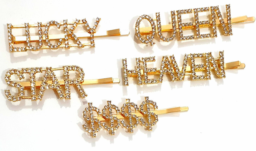 Pia Creations Word Hair Clips for Women Crystal Letter Hair Pins
