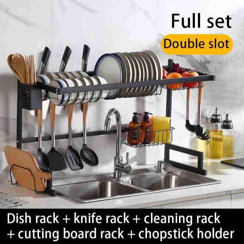Upkaranwale Dish Drainer Kitchen Rack Plastic, Steel Wrought Iron