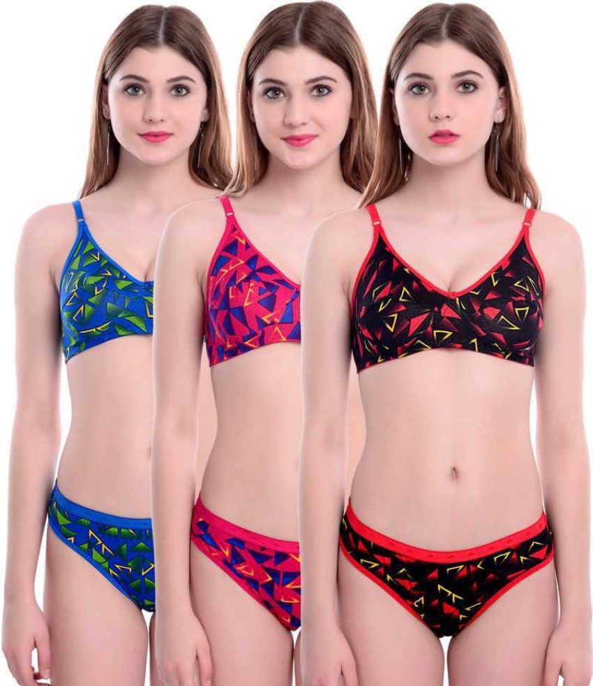 Buy online Pink Printed Bras And Panty Set from lingerie for Women
