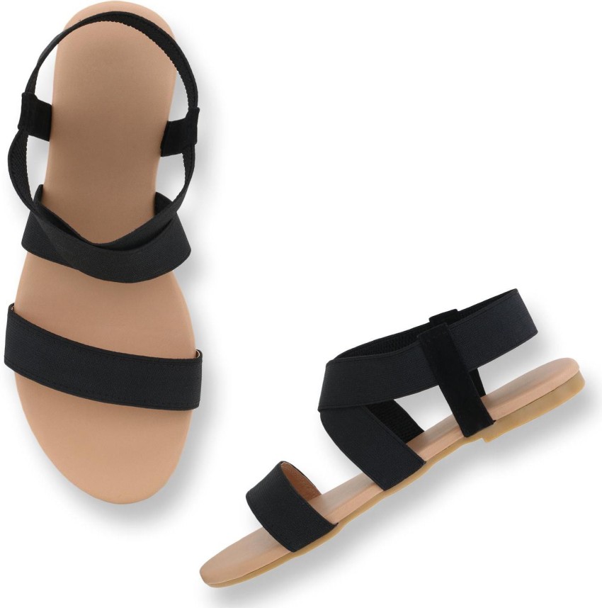 Black elastic online sandals