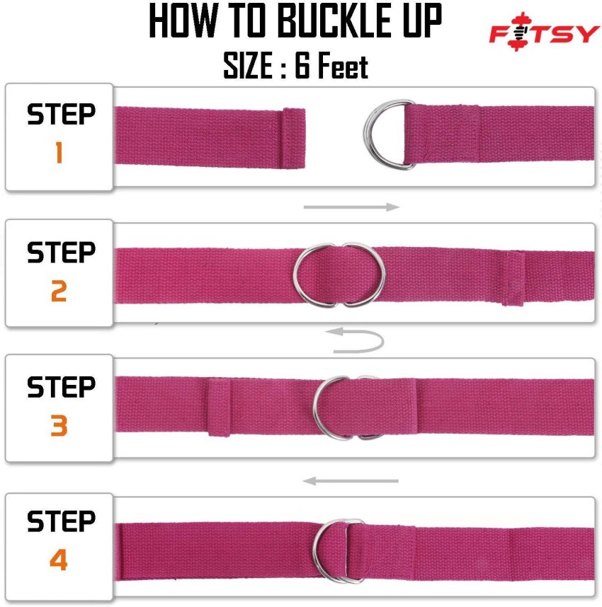 FITSY Long Yoga Belt Length with Buckle Stretching Strap Cotton