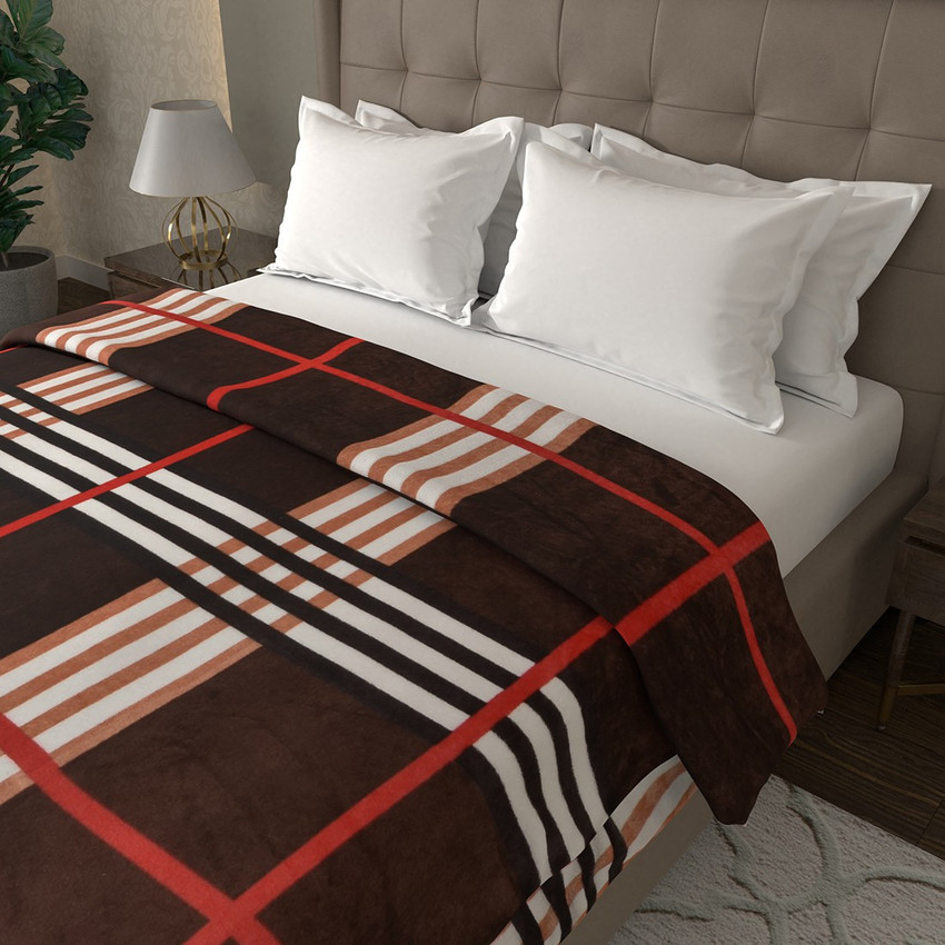 Flipkart Perfect Homes Checkered Double Coral Blanket for Mild Winter