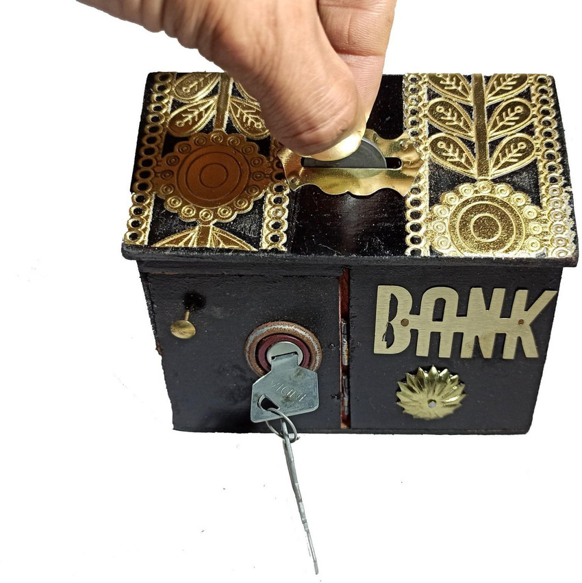 S.I Creation Wooden Money Bank Coin Collector Piggy Bank for
