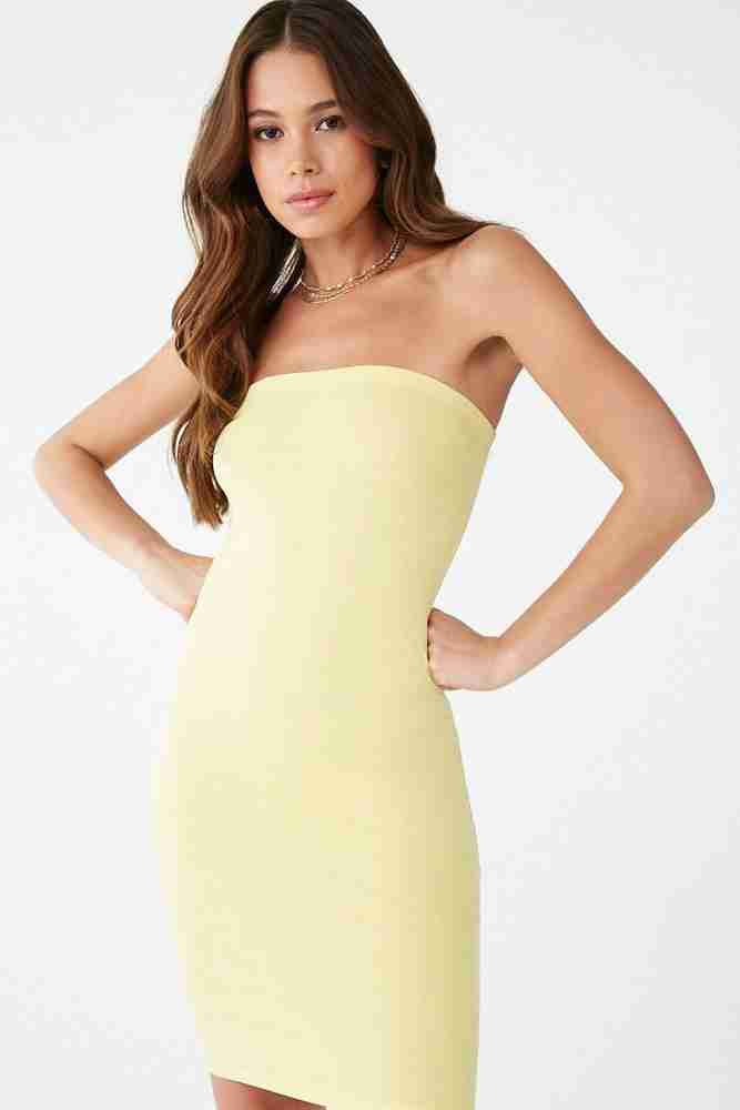 FOREVER 21 Women Tube Yellow Dress Buy FOREVER 21 Women Tube