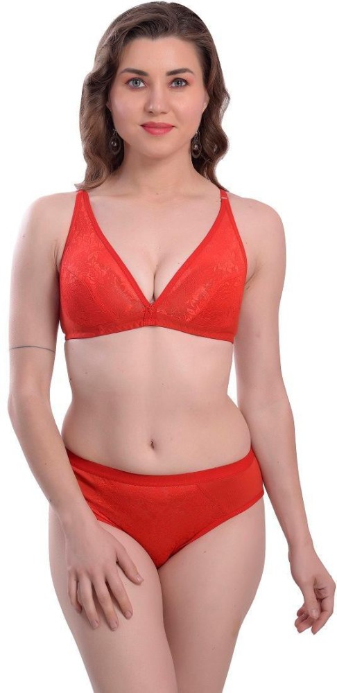 Bridal and Honeymoon Bra and Panty Set - Red, Lingerie, Bra and Panty Sets  Free Delivery India.